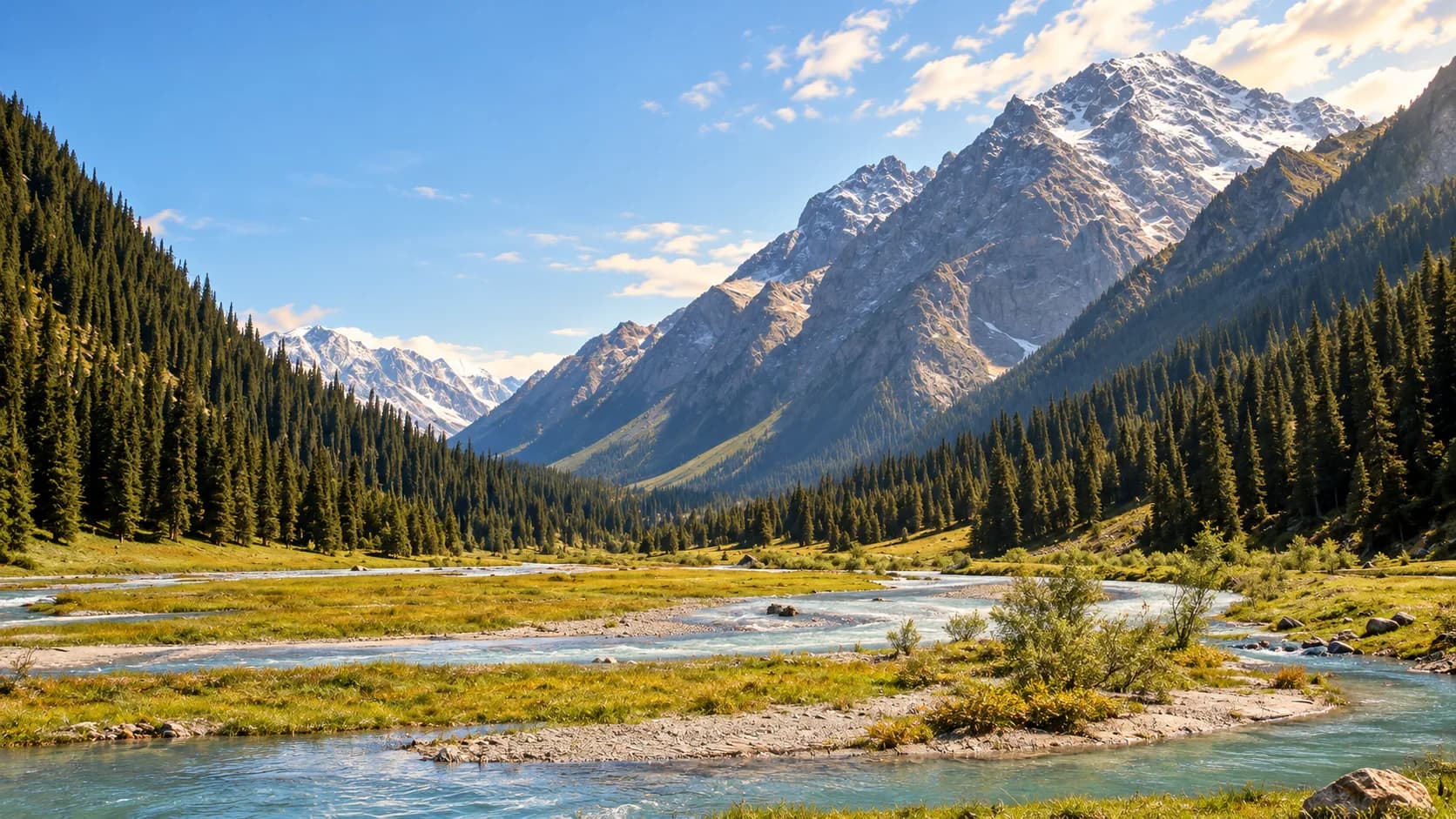 AI-adapted view of Karakol Valley, based on a photograph by Ondřej Žváček.
